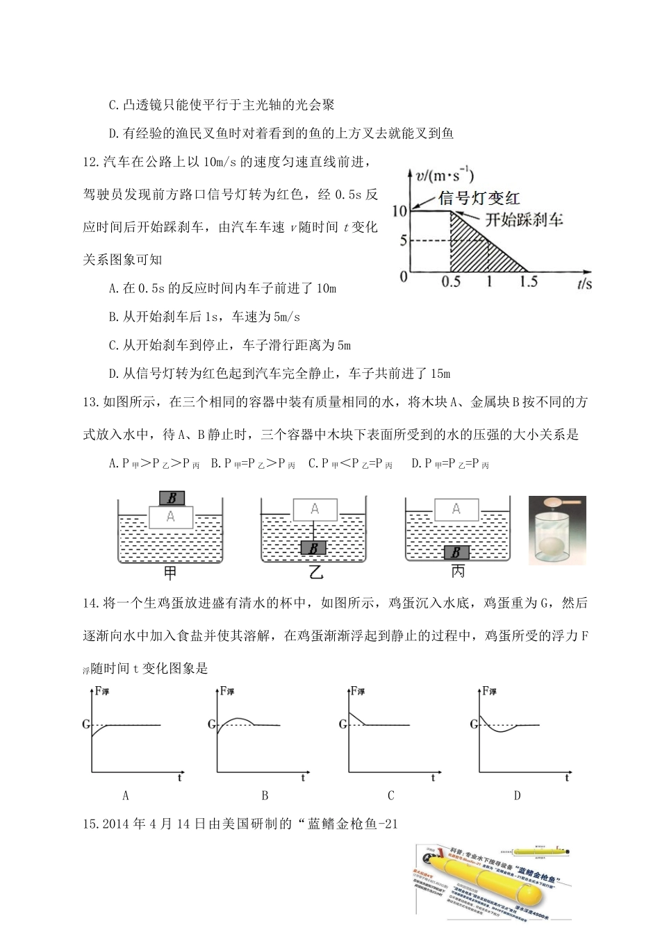 中考物理模拟训练一 新人教版试卷_第2页
