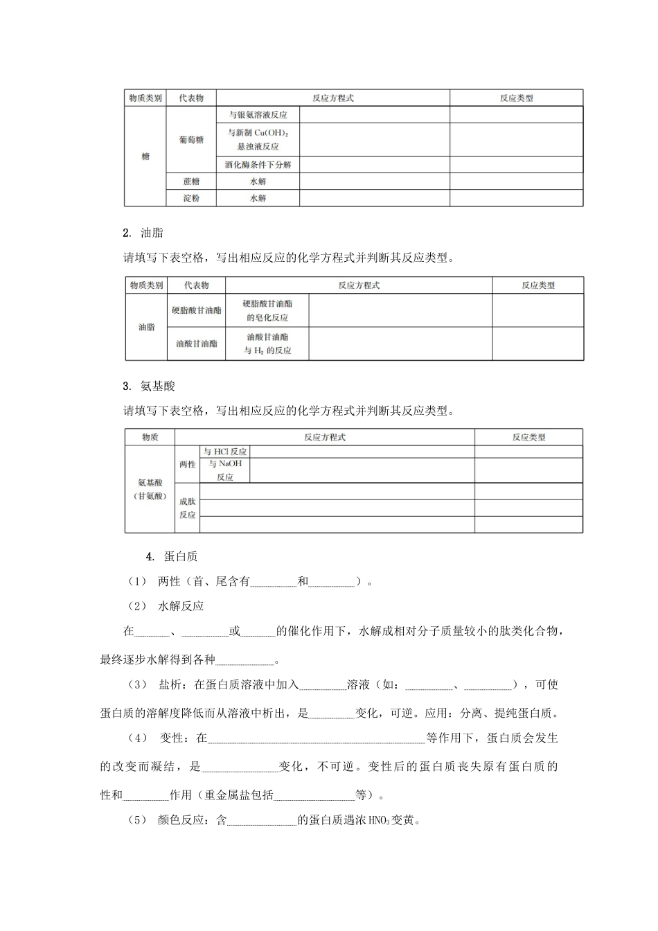 高中化学 第三十四讲 糖类、氨基酸和蛋白质学业水平测试 新人教版选修5-新人教版高二选修5化学试题_第2页