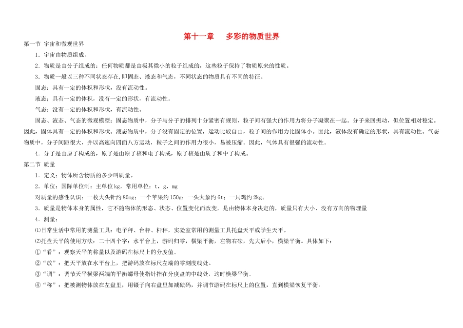 九年级物理 单元复习提纲之重点 人教新课标版试卷_第1页