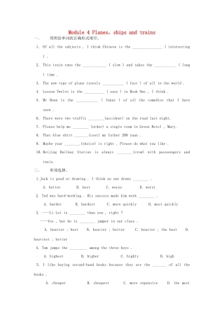 山东省潍坊市八年级英语上册 Module 4 Planes，ships and trains语法针对性训练(新版)外研版试卷