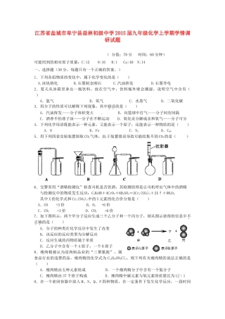 九年级化学上学期学情调研试卷试卷