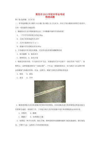 山东省莱芜市中考物理真题试卷