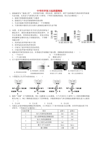中考科学复习选择题精炼2 浙教版试卷