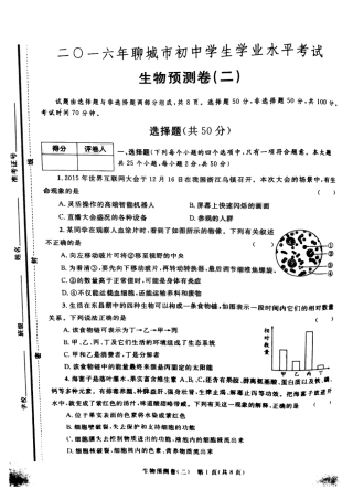 学生生物学业水平预测卷(二)(pdf)试卷