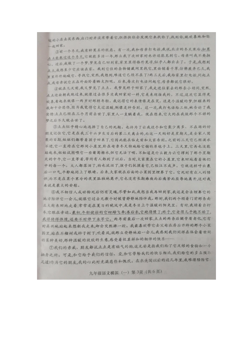 中考语文中招考试模拟卷(一)试卷_第3页