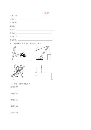 中考物理冲刺复习 力与机械 专题4 杠杆训练试卷