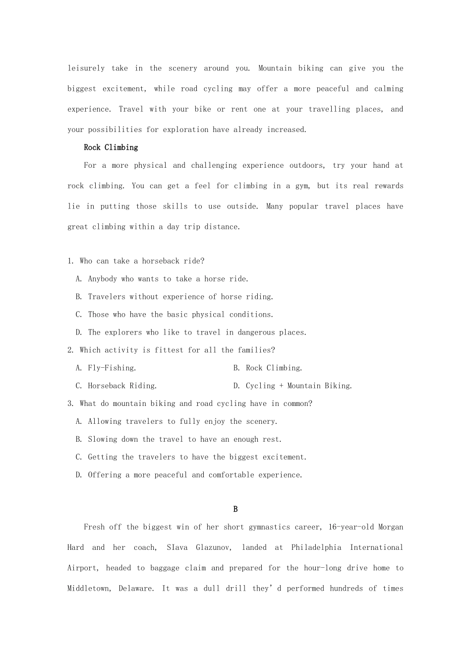 山东省泰安肥城市高三英语适应性训练试卷(一)试卷_第2页