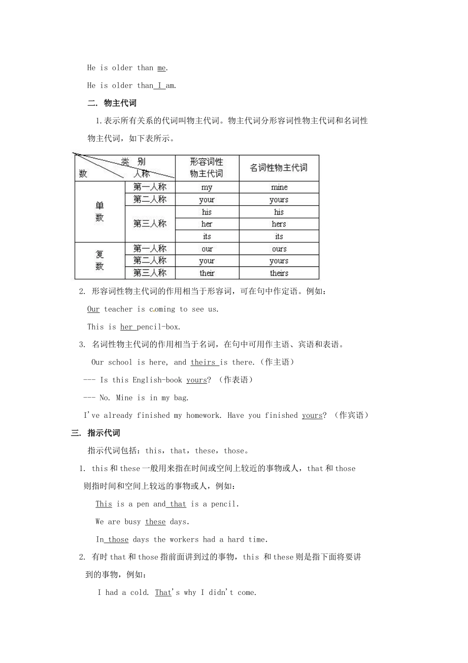 中考英语专题复习五 代词考点讲解试卷_第2页