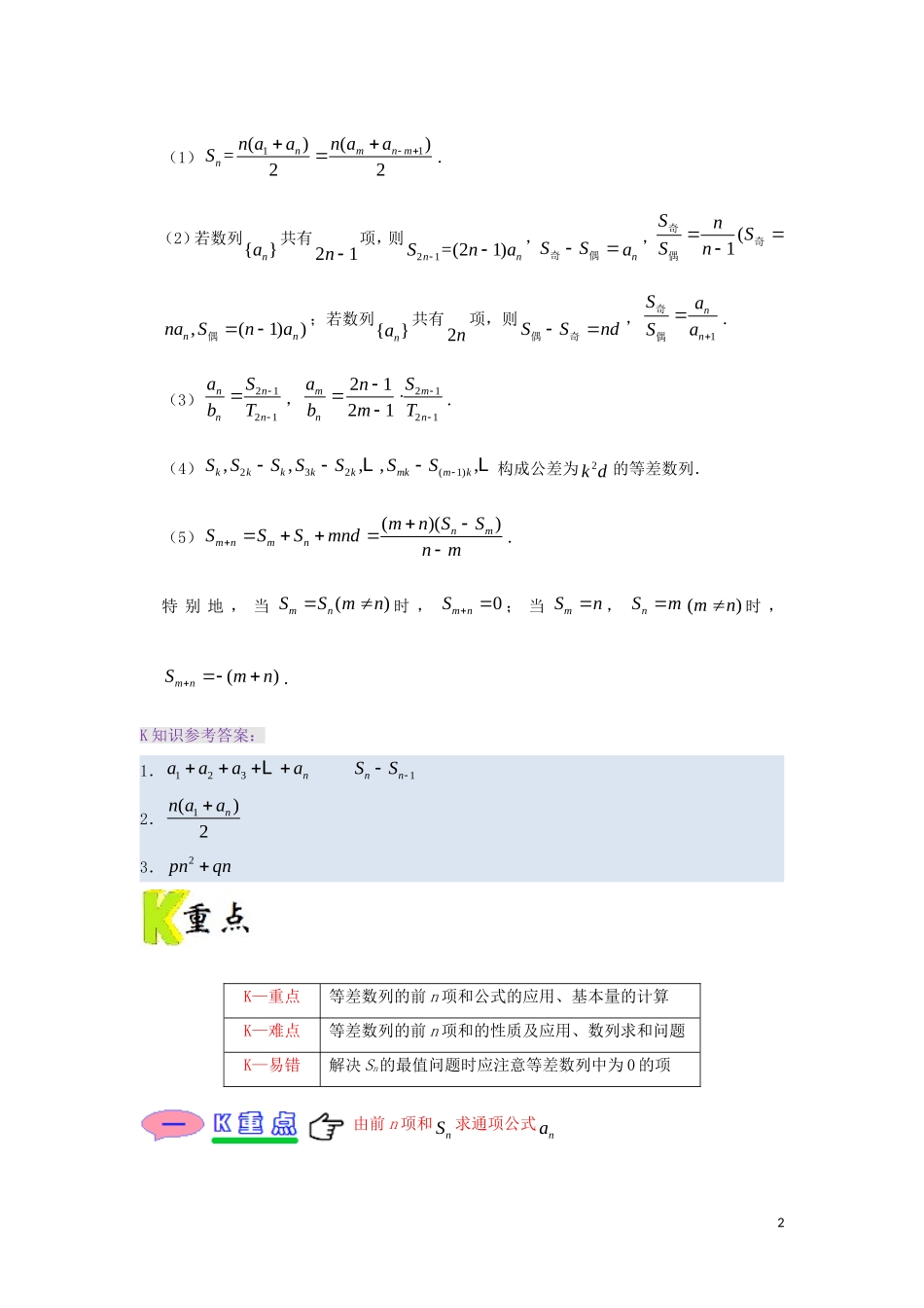 高中数学 第二章 数列 专题2.3 等差数列的前n项和试题 新人教A版必修5-新人教A版高二必修5数学试题_第2页