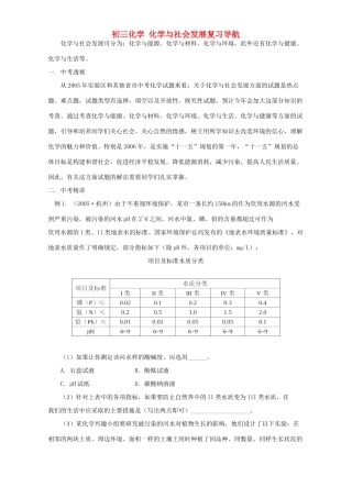 初三化学 化学与社会发展复习导航 试题