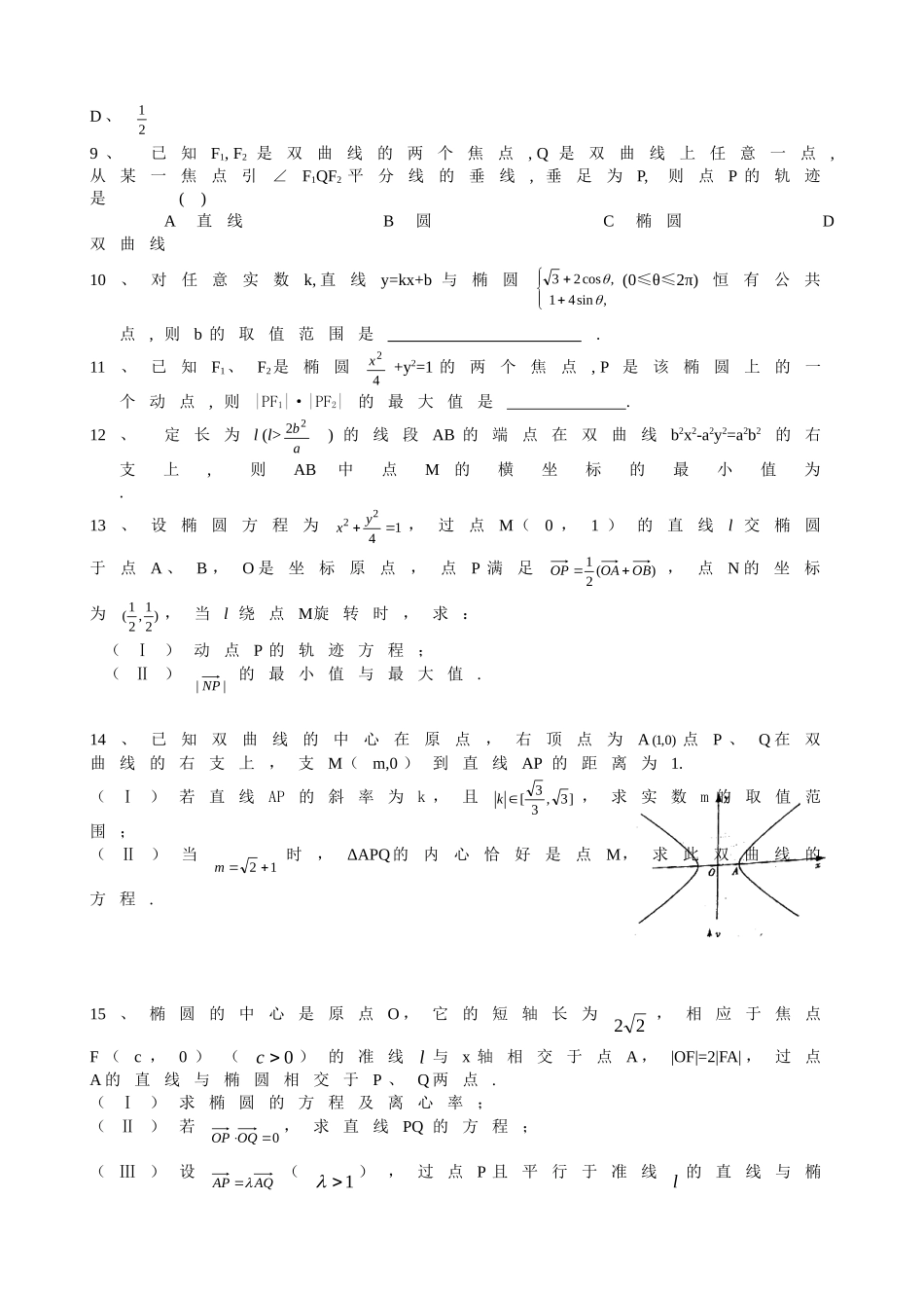 高二解析几何综合复习资料（5）直线与圆锥曲线的位置关系_第3页