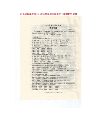 山东省新泰市七年级语文下学期期中试卷(扫描版)(五四制)试卷