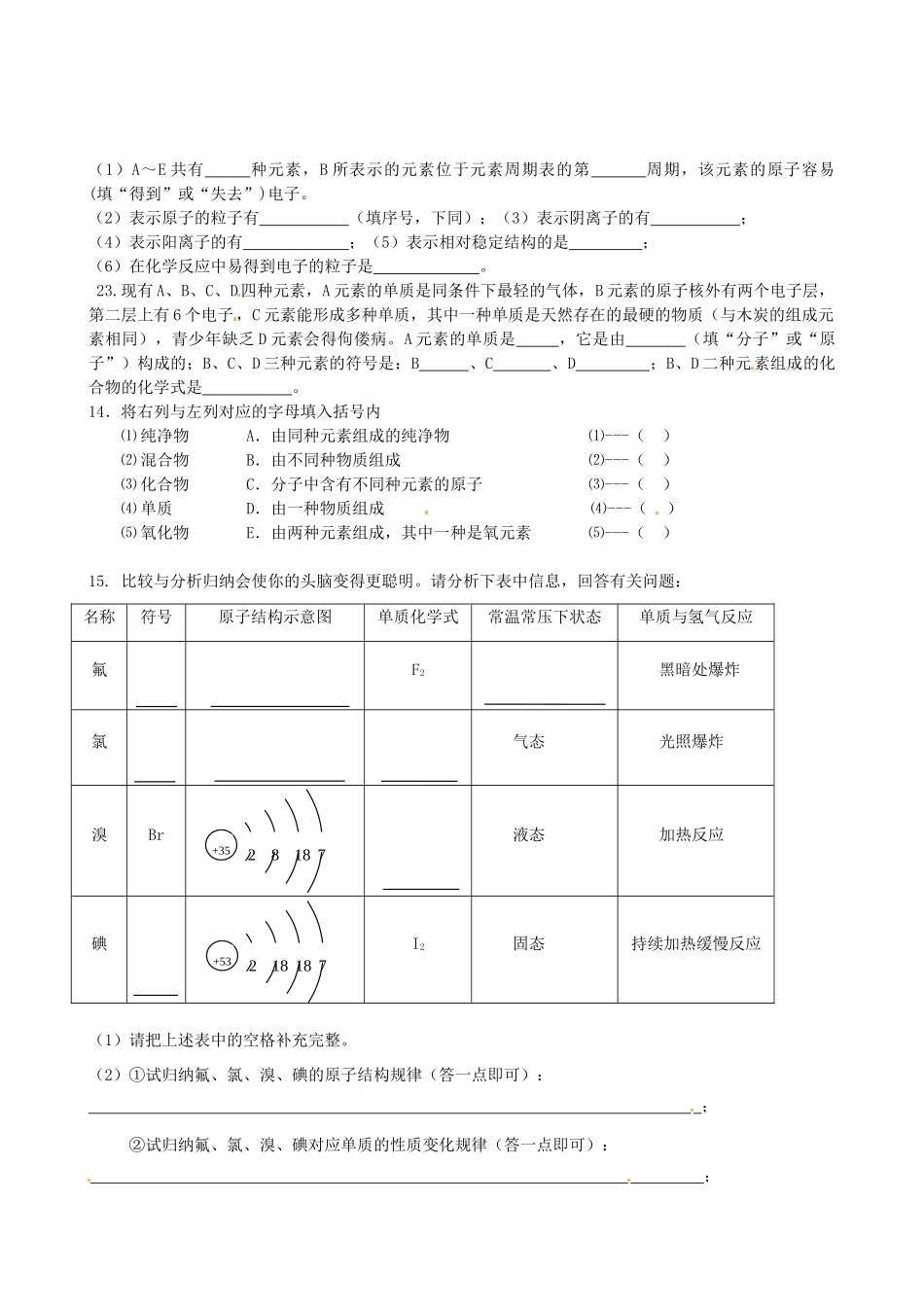九年级化学上册(第四单元 物质构成的奥秘)单元综合检测 新人教版试卷_第2页