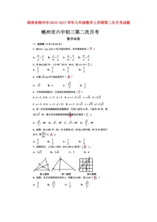 九年级数学上学期第二次月考试卷试卷(00002)
