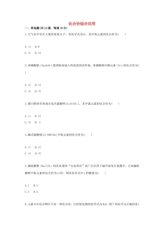 九年级化学上册 综合训练 化学式与化合价 化合价综合应用天天练(新版)新人教版试卷