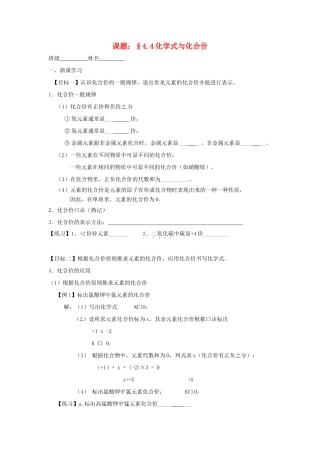 九年级化学上册 44(化学式与化合价)课后巩固作业(2)(新版)新人教版试卷