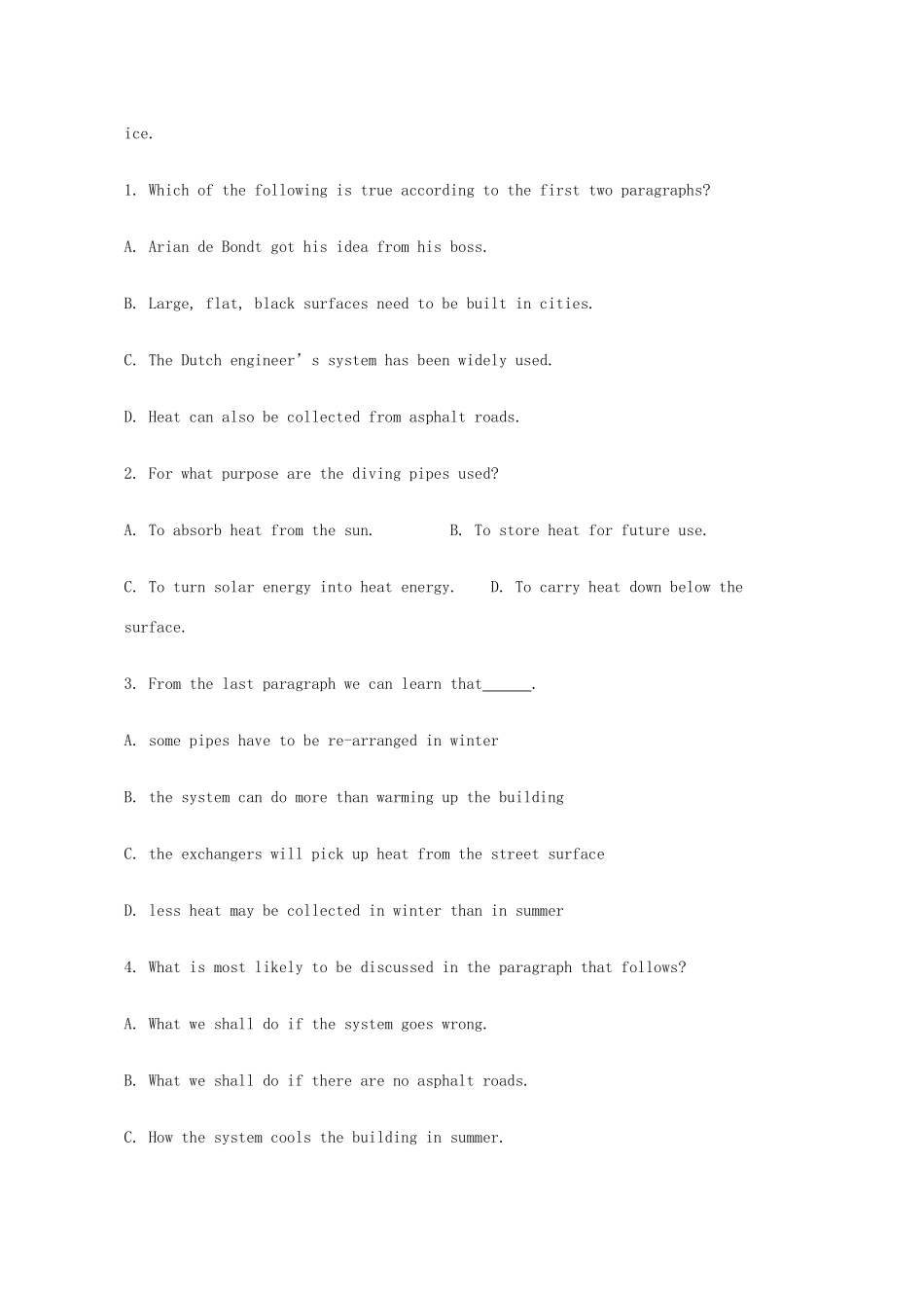 北京市海淀区高考英语 完形填空和阅理暑假自练(7) 试题_第2页