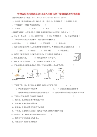 九年级化学下学期第四次月考试卷