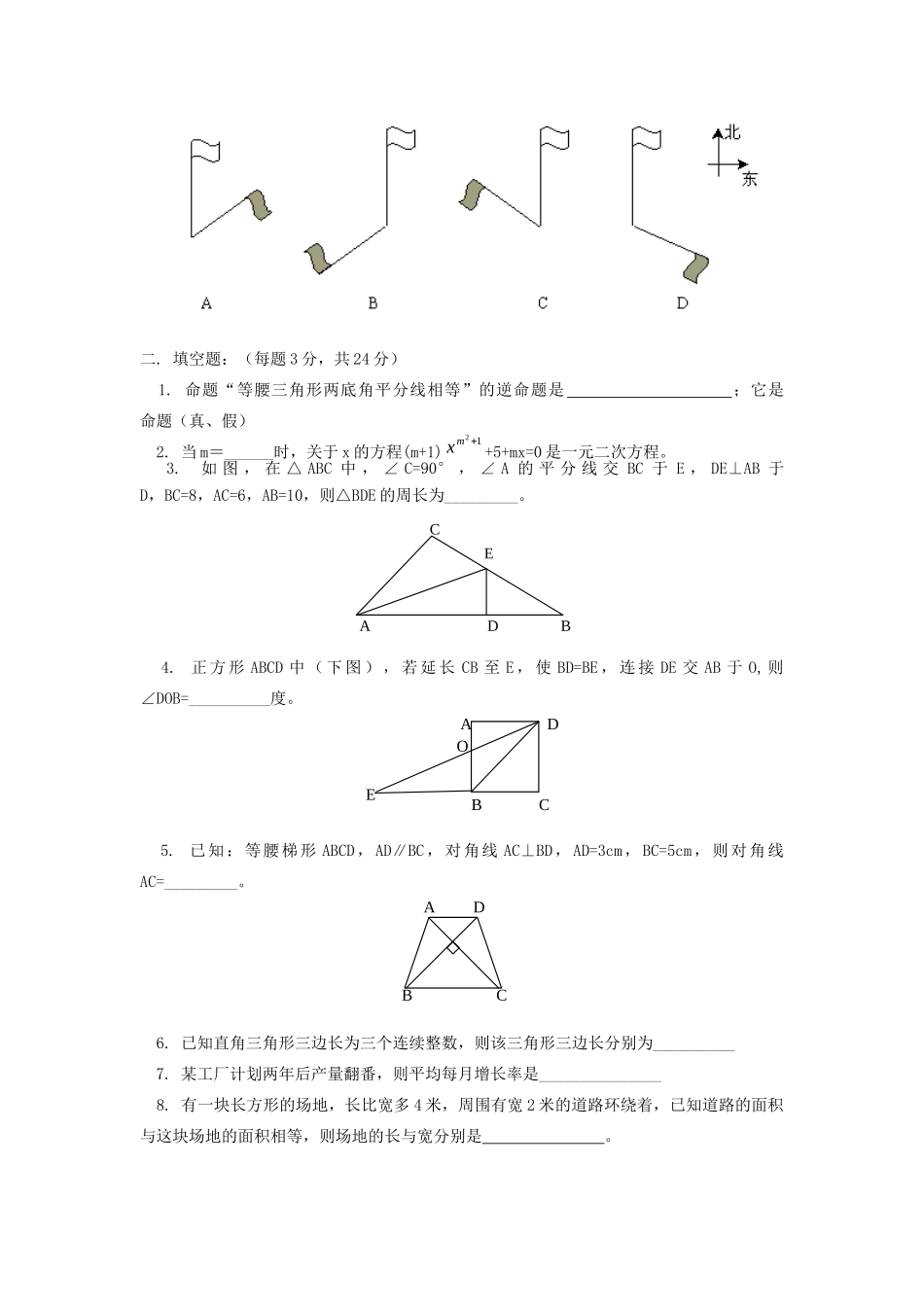 初三数学第一学期期中模拟测试卷 北师大版 试题_第2页
