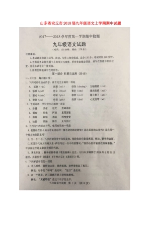 山东省安丘市九年级语文上学期期中试卷苏教版试卷
