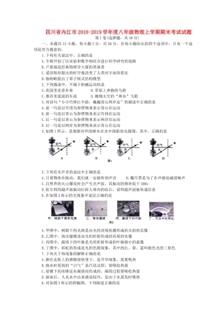 四川省内江市 八年级物理上学期期末考试试卷