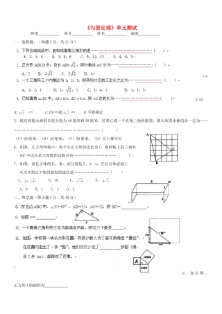 九年级数学(勾股定理)单元检测 华东师大版试卷