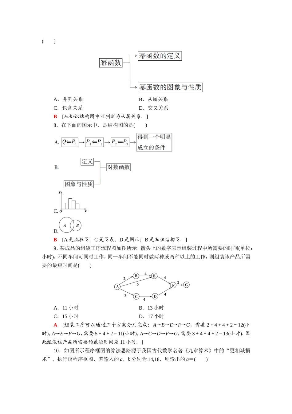 高中数学 第四章 框图章末综合测评（含解析）新人教A版选修1-2-新人教A版高二选修1-2数学试题_第3页