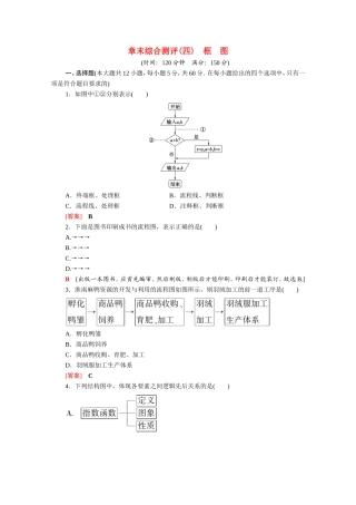 高中数学 第四章 框图章末综合测评（含解析）新人教A版选修1-2-新人教A版高二选修1-2数学试题