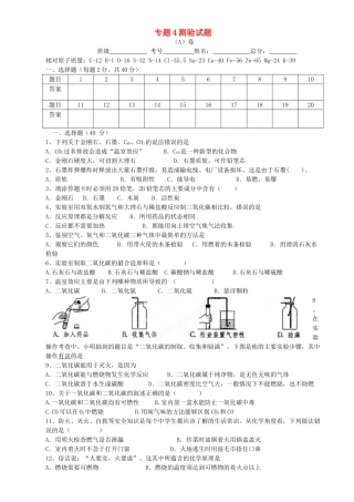 九年级化学上册 专题4 燃料与燃烧测验试卷 (新版)湘教版试卷
