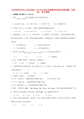 九年级数学阶段性诊断试卷 新人教版试卷