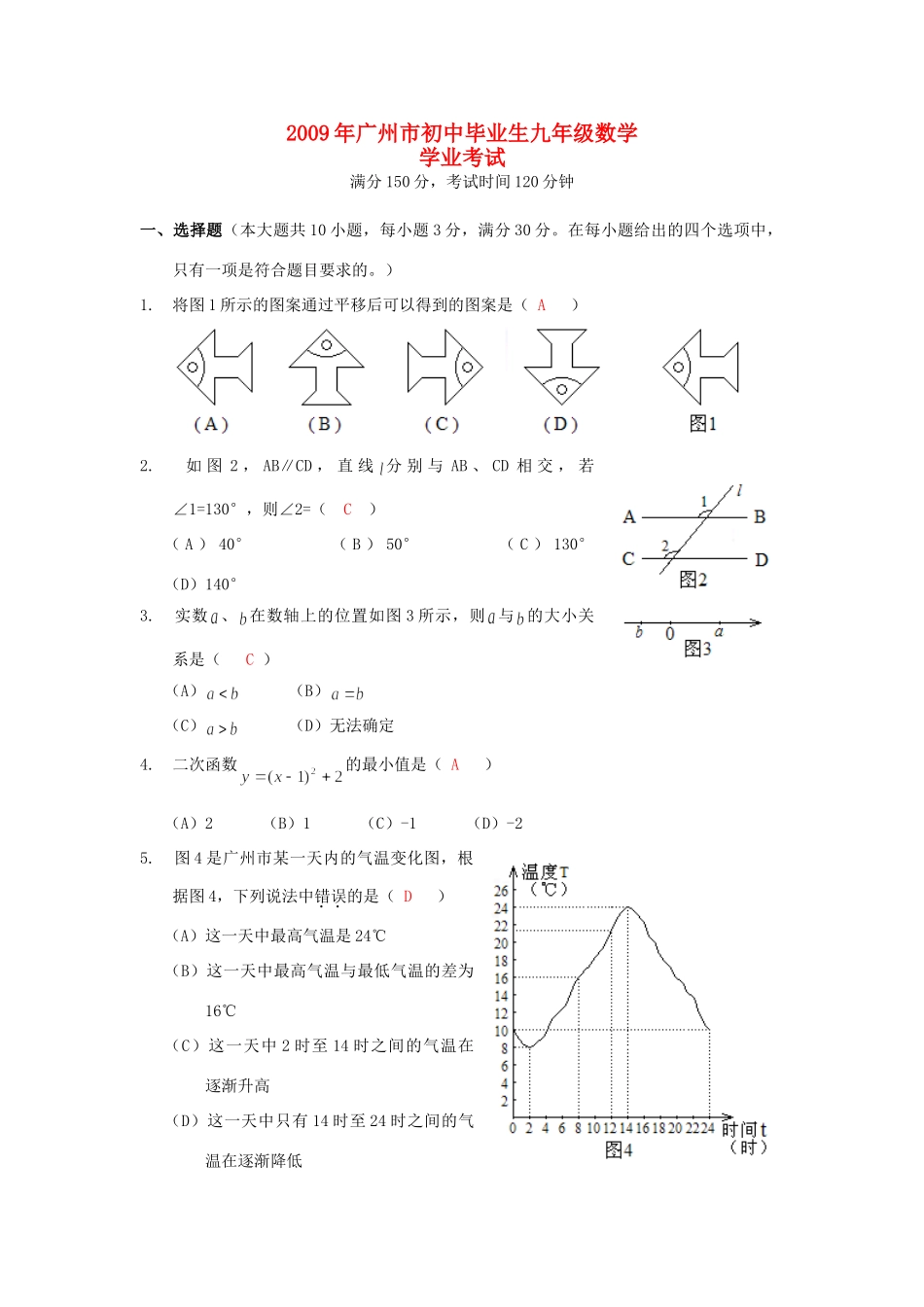 初中毕业生中考数学题含答案 试题_第1页