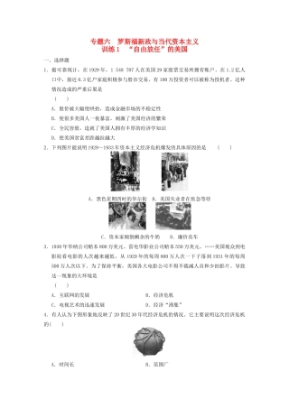 高中历史 专题六 1 “自由放任”的美国同步训练 人民版必修2-人民版高一必修2历史试题