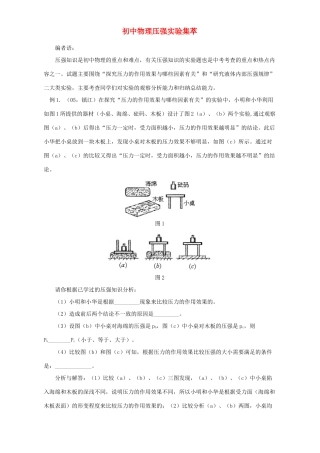 初中物理压强实验集萃 专题辅导 试题