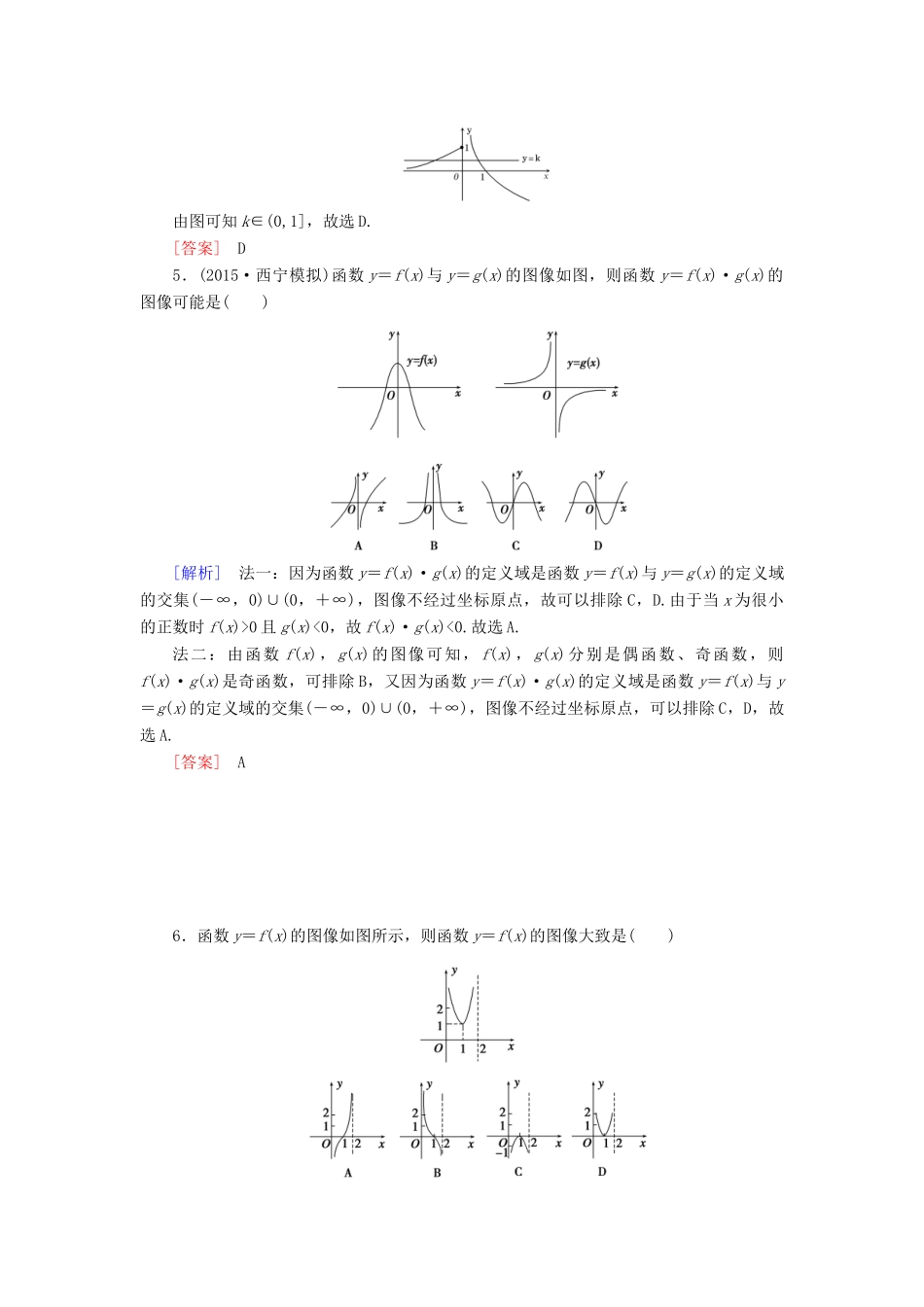 （新课标）高考数学一轮总复习 第二章 第7节 函数图像练习-人教版高三全册数学试题_第2页