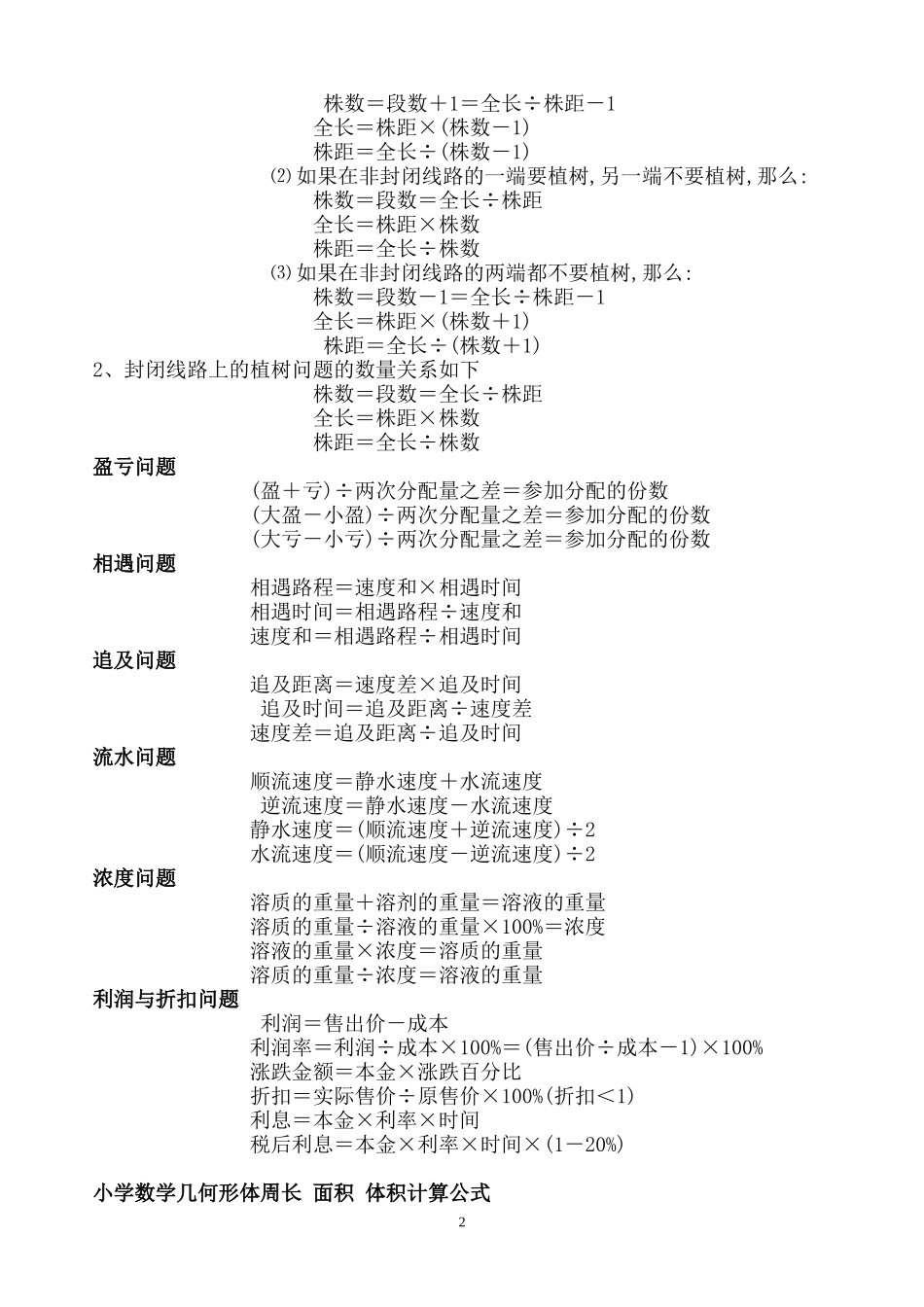 小学数学公式表_第2页