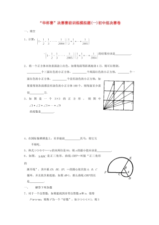 初中数学 华杯赛 决赛赛前训练模拟题 试题