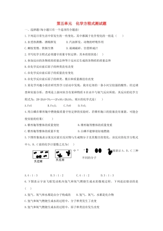 九年级化学上册 第五单元化学方程式测试卷 人教新课标版试卷