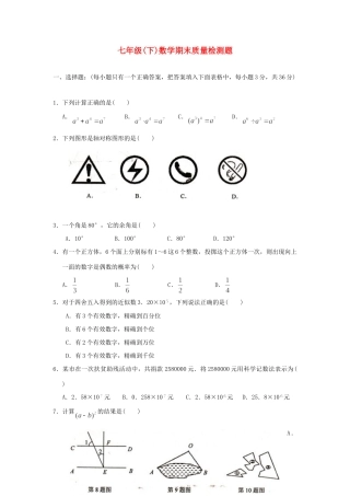 山东省济南师大附属二中—七年级数学下学期期末考试试卷