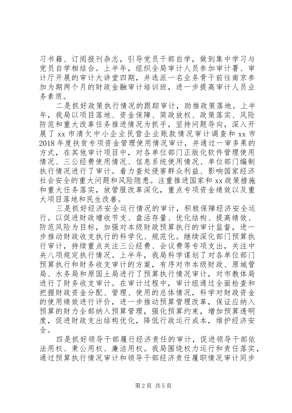 市审计局XX年上半年工作总结 _第2页