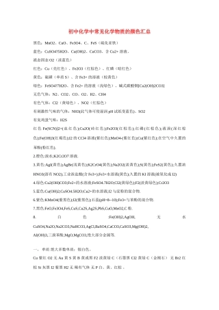 初中化学 中常见化学物质的颜色汇总 专题辅导 试题