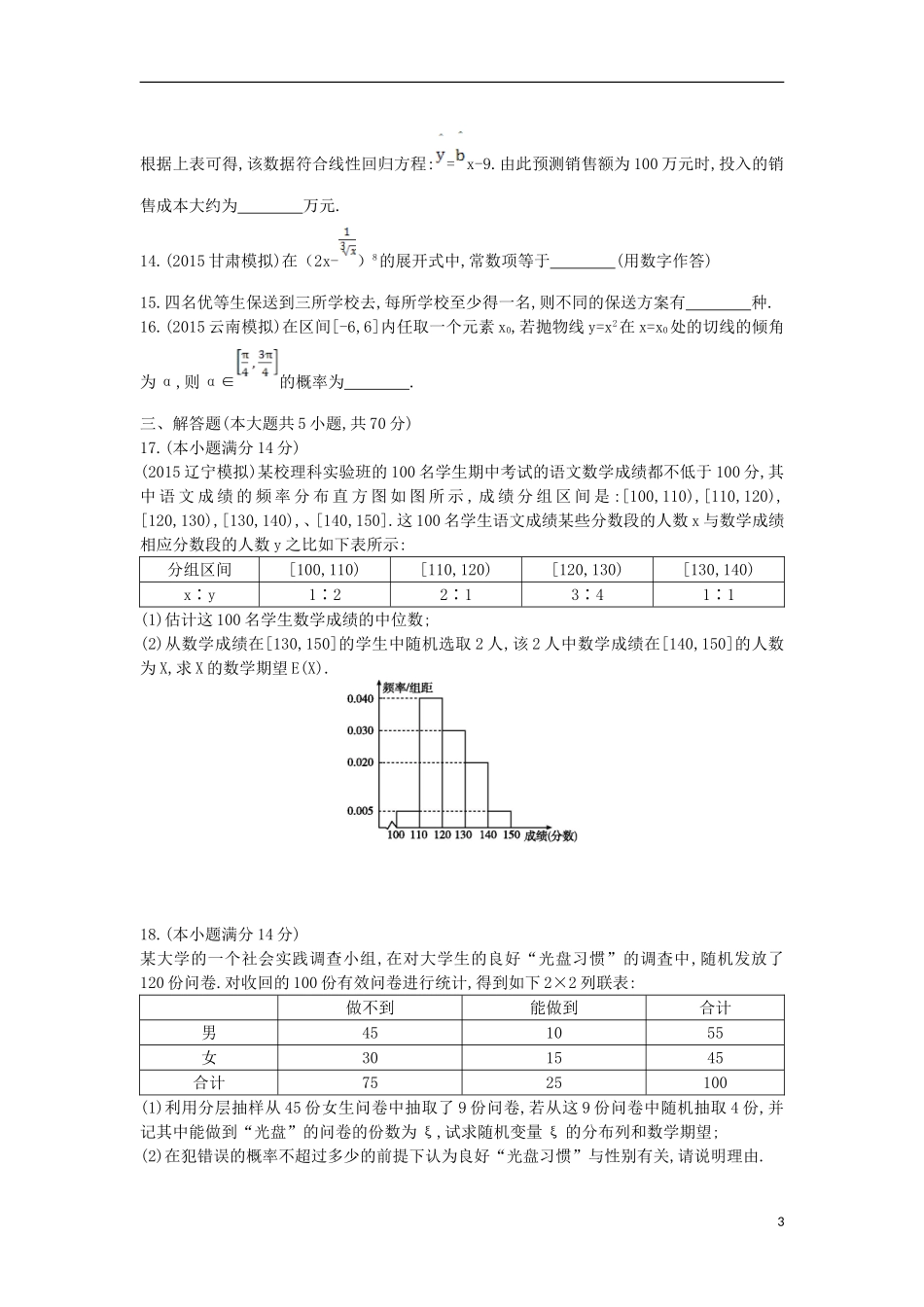 （新课标）高考数学二轮复习 专题6 解析几何检测 理-人教版高三全册数学试题_第3页