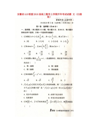 安徽省A10联盟考试试卷 文试卷