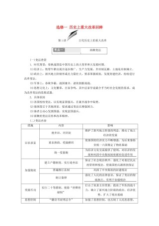 高考历史一轮复习 选考部分 历史上重大改革回眸分点突破 岳麓版-岳麓版高三全册历史试题
