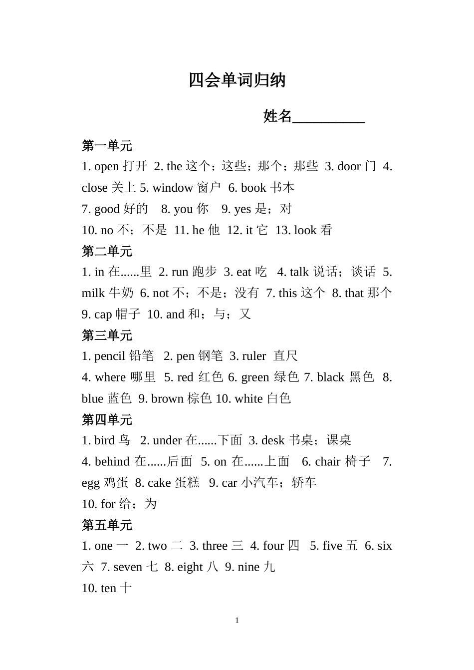 三年级四会单词归纳_第1页