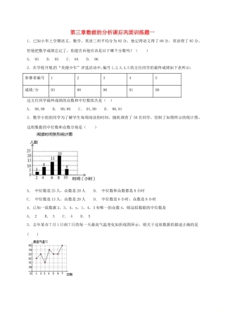 山东省龙口市兰高镇八年级数学上册 第三章 数据的分析课后巩固训练一 鲁教版五四制试卷