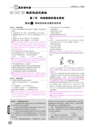 九年级化学全册 第3章 物质构成的奥秘综合讲练(pdf)(新版)沪教版试卷