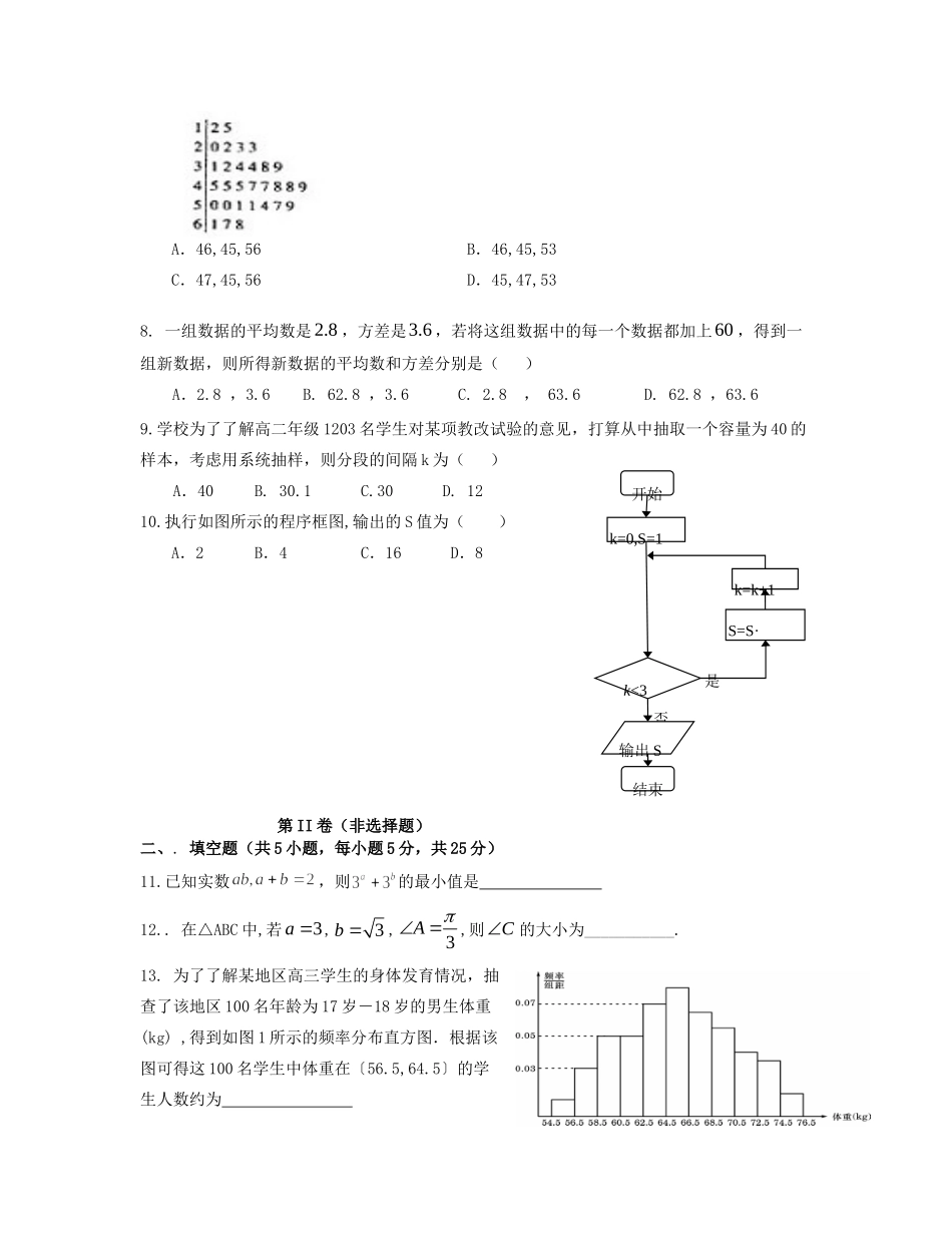 安徽省宿州市高二数学上学期期中试卷 文新人教A版试卷_第2页