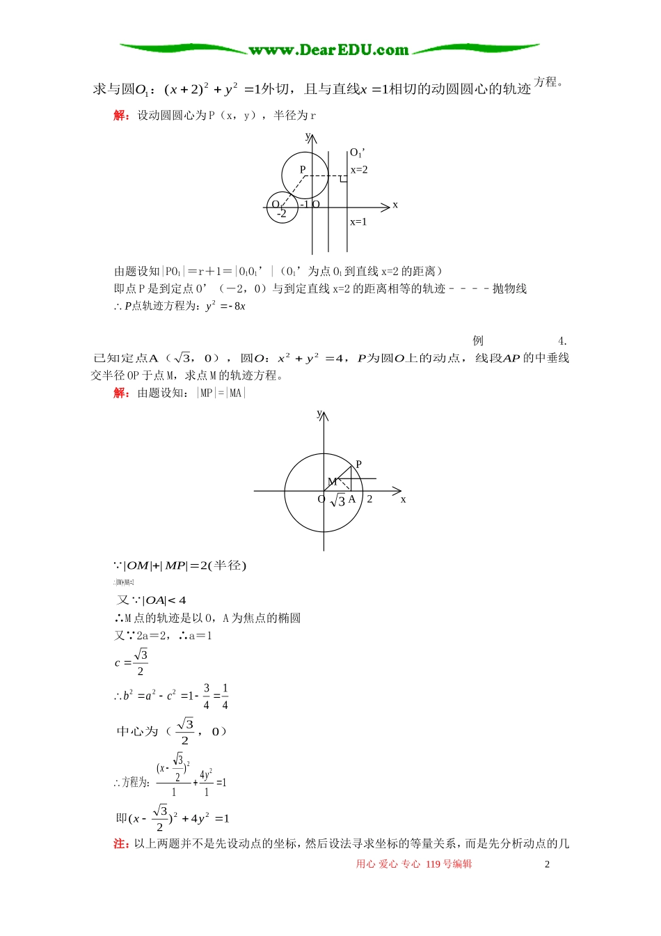 高二数学寒假专题 轨迹问题 人教版_第2页