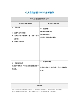 麻翠丽的个人诊断分析表