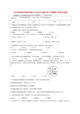 九年级化学下学期第2周周考试卷试卷